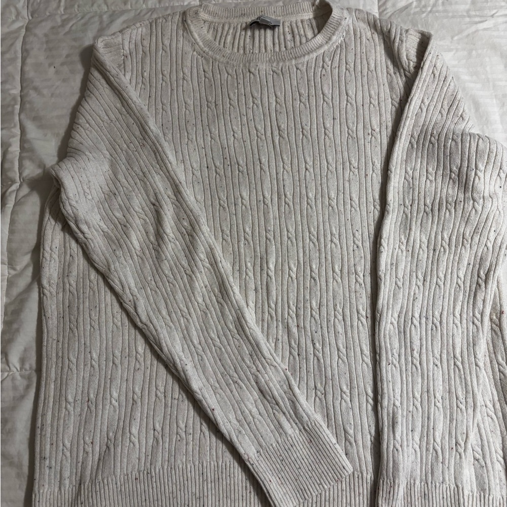 Kim Rogers Men's Beige Cable Knit Sweater